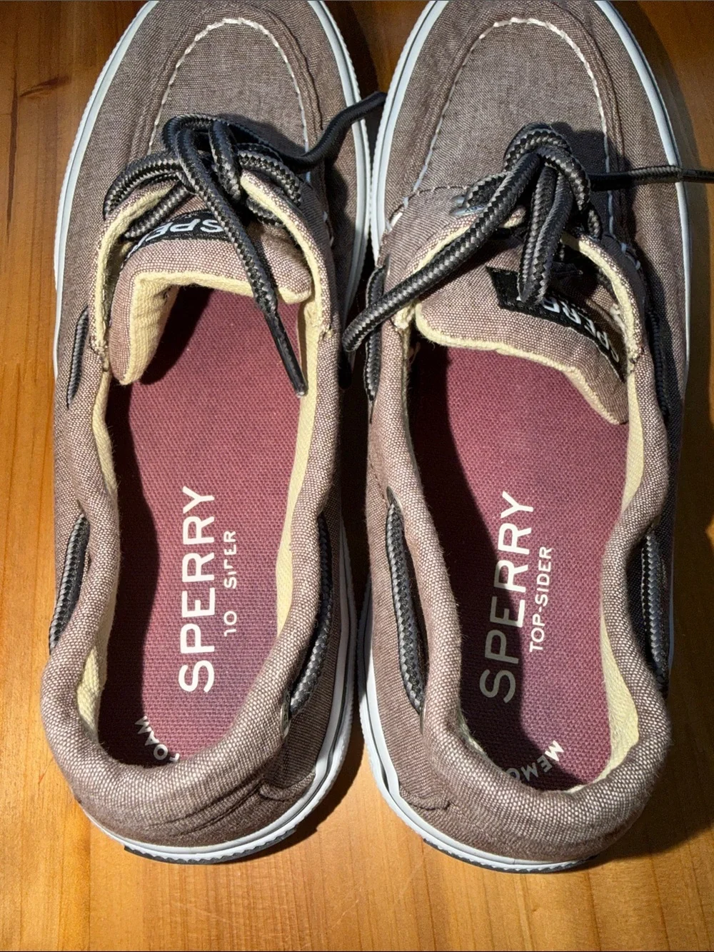Sperry Top-Sider Bahama II boat shoes Gray/Brown  distressed canvas Sz. 7
